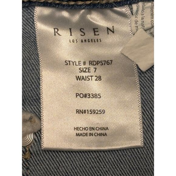 Risen High Rise Patch Pocket Ankle Flare Jeans Size 7 Blue Streetwear Western - Picture 5 of 5